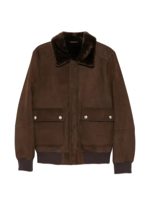 Eleventy shearling-collar suede jacket