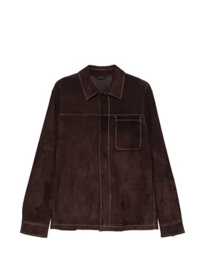Eleventy contrast-stitched suede jacket