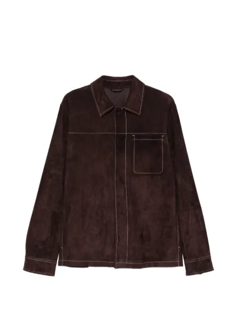 Eleventy contrast-stitched suede jacket