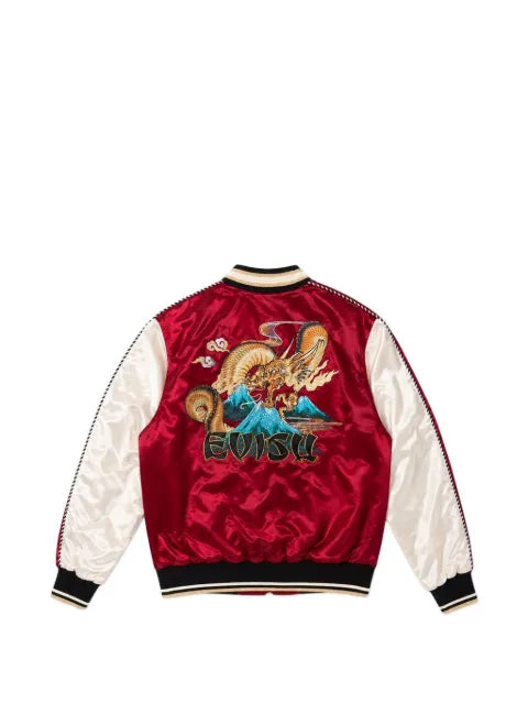 EVISU logo-patch embroidered bomber jacket