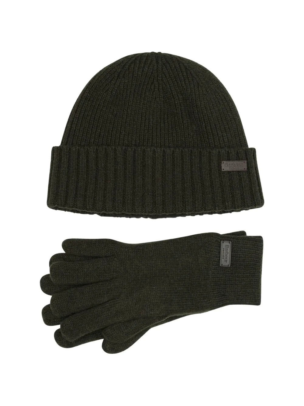 Barbour Set aus gerippter Beanie und Handschuhen