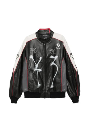 Y-3 Chito graffiti-print leather jacket