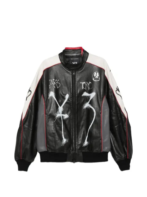 Y-3 Chito graffiti-print leather jacket