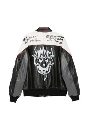 Y-3 Chito graffiti-print leather jacket