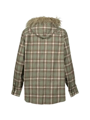KAMIYA  faux-fur hooded overshirt