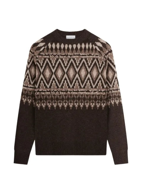 Ballantyne sweater with geometric intarsia