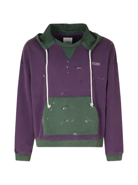 FOUND paint-splatter logo-print hoodie