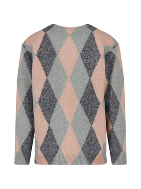 VALENTINO RED argyle-intarsia V-neck cardigan