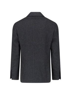 Lardini check-pattern notched-lapel blazer
