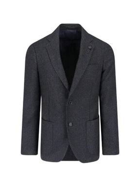 Lardini check-pattern notched-lapel blazer