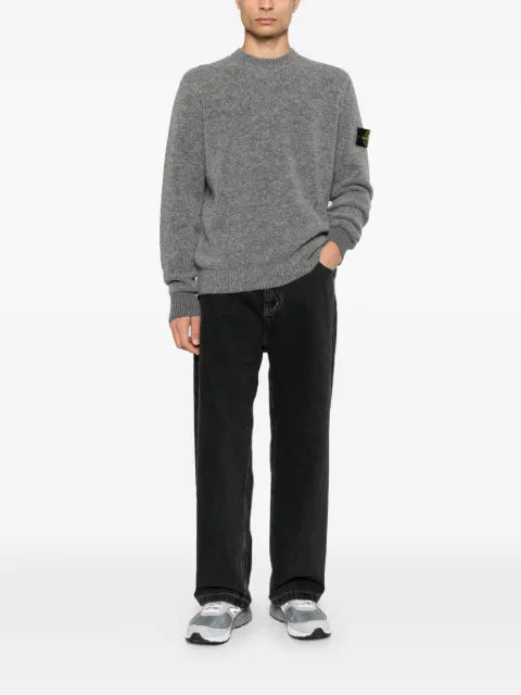 Stone Island logo-patch knit sweater