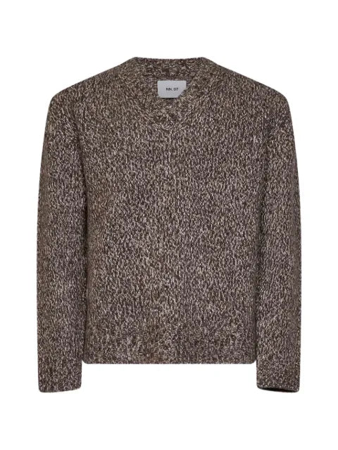 NN07 Flint marl-knit V-neck sweater