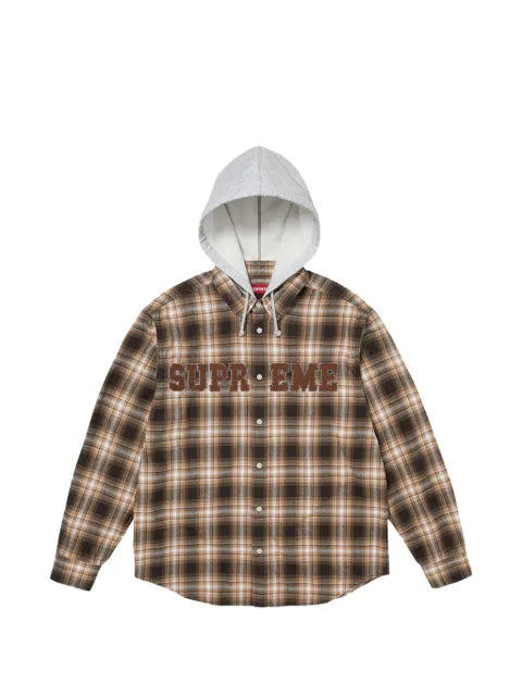 Supreme appliqué hooded flannel jacket