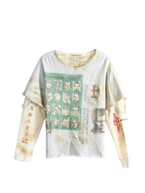 SAITOS graphic-print distressed-finish sweatshirt