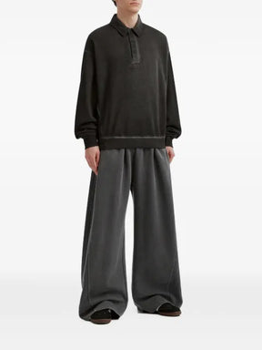 izzue corduroy-collar logo-embroidered sweatshirt