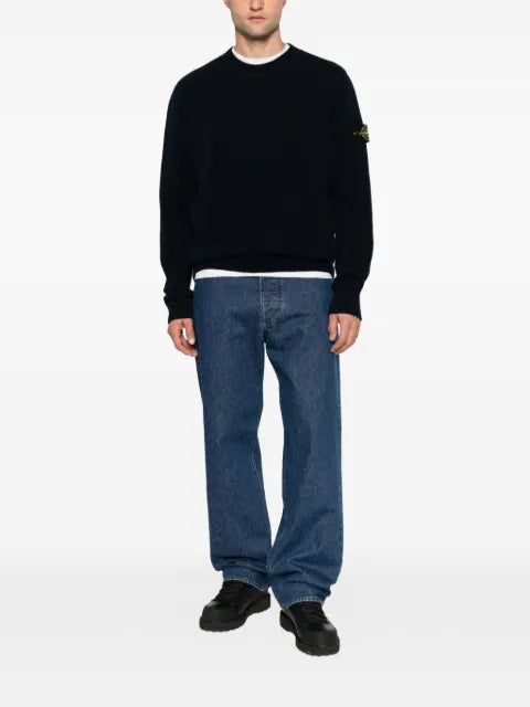 Stone Island logo-patch crew-neck sweater