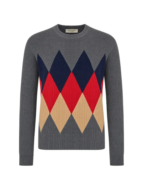 Ballantyne argyle-pattern ribbed-knit sweater