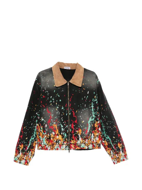 House of errors paint-splatter corduroy-collar jacket