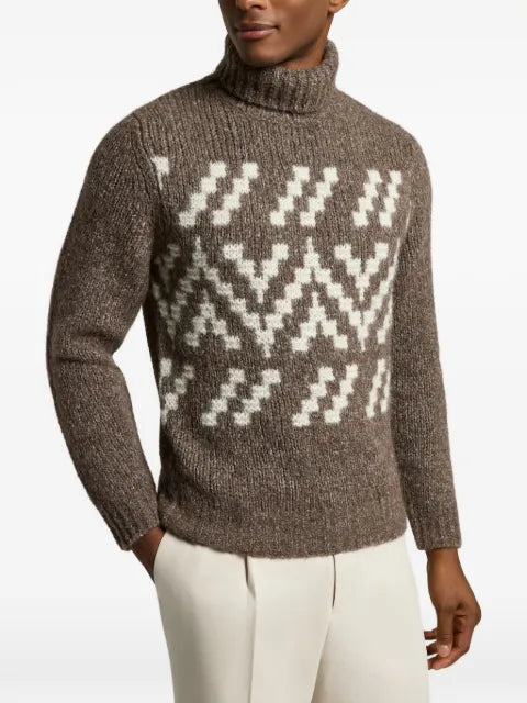 Peserico geometric-pattern roll-neck sweater