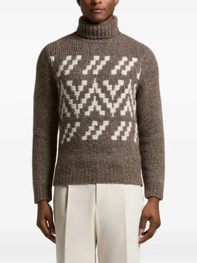 Peserico geometric-pattern roll-neck sweater