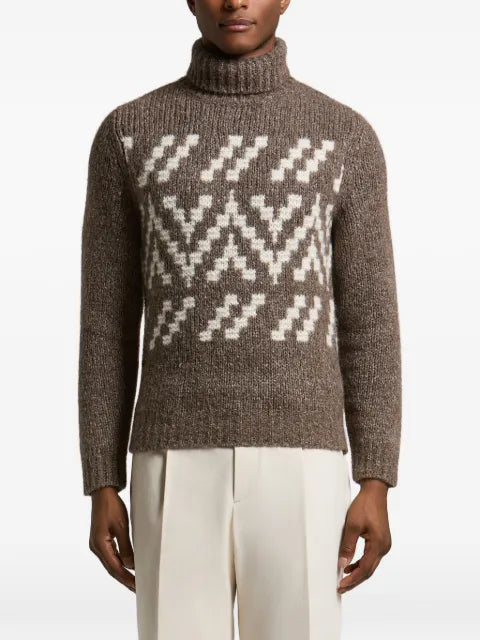 Peserico geometric-pattern roll-neck sweater