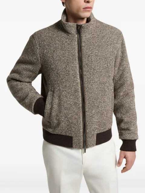 Peserico herringbone-pattern bomber jacket