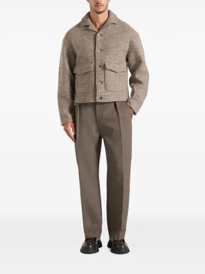 Manière De Voir Aurel in taupe wool jacket with revere collar