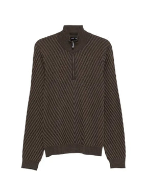 Emporio Armani chevron-knit quarter-zip sweater