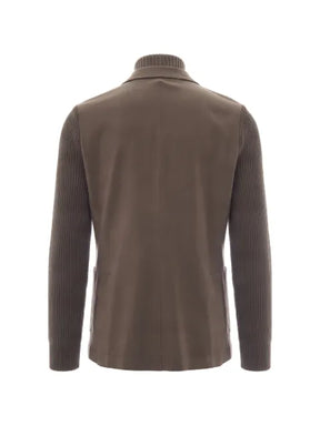 Eleventy panelled knit-sleeve jacket