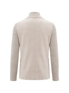 Eleventy ribbed-knit panelled jacket