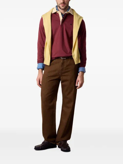 Brooks Brothers corduroy-collar logo-embroidered polo shirt