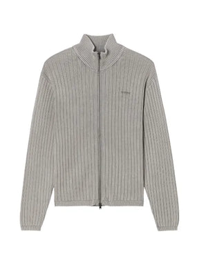 izzue ribbed-knit zip-up cardigan