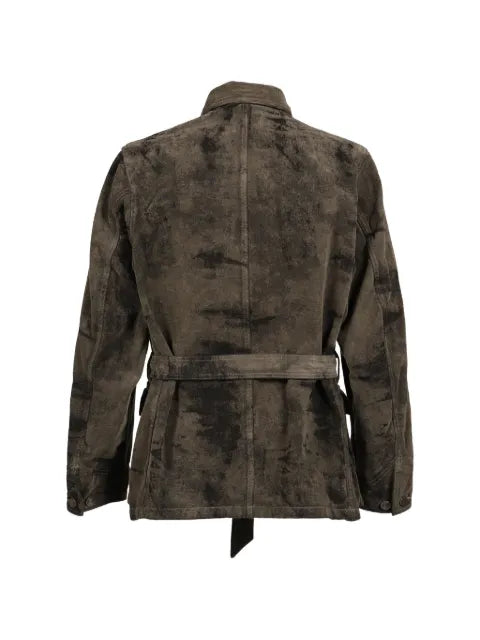 Taakk belted jacquard-denim jacket