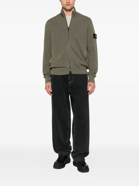 Stone Island logo-patch zip-up cardigan