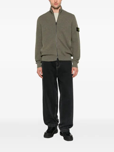 Stone Island logo-patch zip-up cardigan