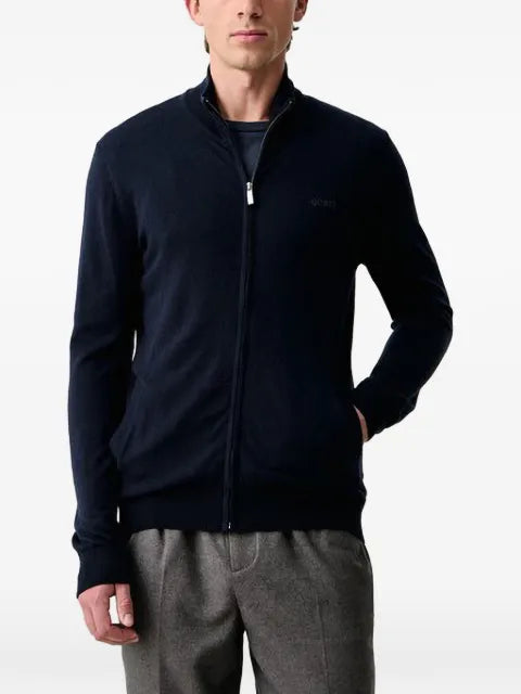 GUESS USA logo-embroidered zip-up cardigan