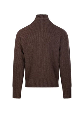 Diana Studio Trucker ribbed-knit half-zip sweater