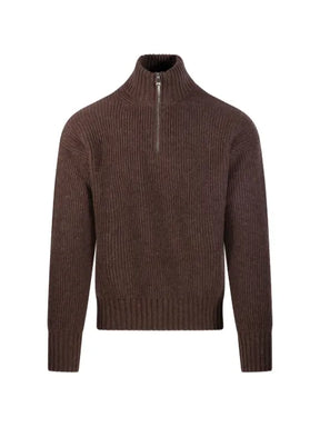 Diana Studio Trucker ribbed-knit half-zip sweater