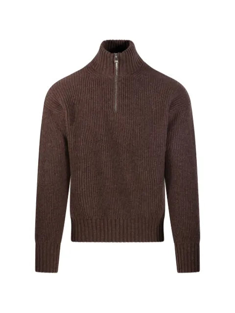 Diana Studio Trucker ribbed-knit half-zip sweater