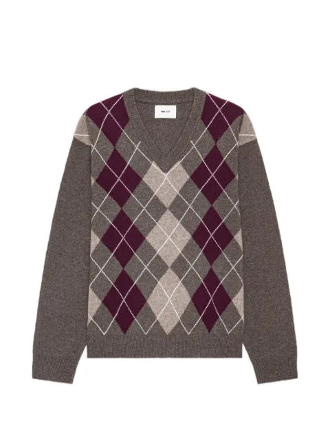 NN07 Otto argyle V-neck sweater
