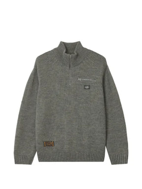 izzue quarter-zip logo-patch sweater