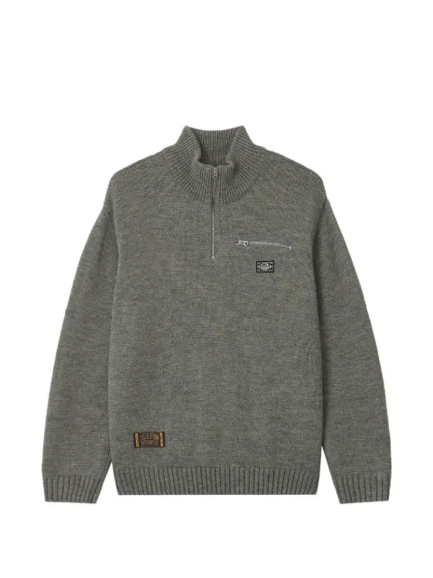 izzue quarter-zip logo-patch sweater