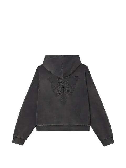 FIVE CM skeleton-embroidered washed hoodie
