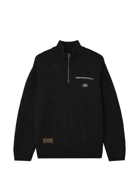 izzue half-zip logo-patch sweater