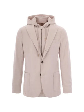 Eleventy hooded single-breasted layered jacket