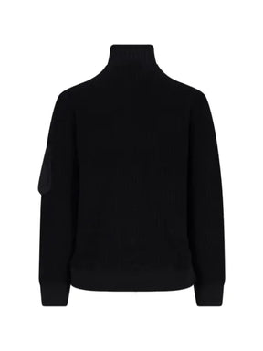 sacai ribbed-knit panelled jacket