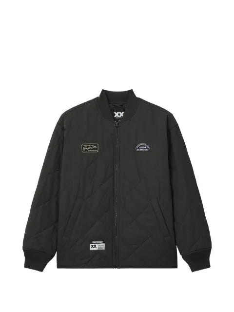 FINGERCROXX quilted logo-patch jacket