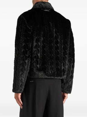 Manière De Voir David plush cable embossed jacket black