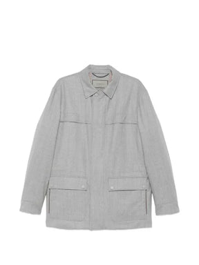 Canali wool patch-pocket jacket