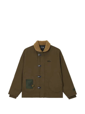 izzue fleece-collar clip-fastening jacket